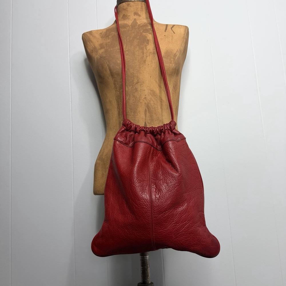 Hobo International Crossbody Bag Red Leather Hobo Vintage Hippie Purse - Picture 5 of 16